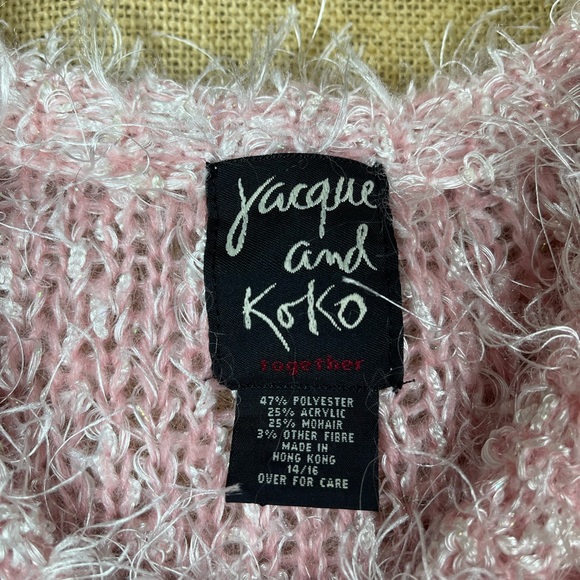 Jacque & KoKo Sweater 14 16 L XL Pink Cardigan - Picture 4 of 8